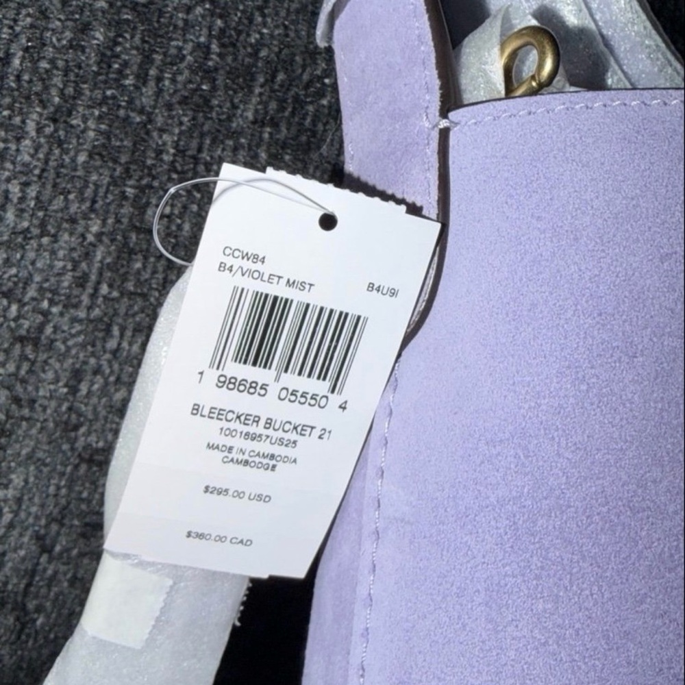 Coach Bleecker Bucket Bag 21 & Pouch in Brass/Violet Mist Purple Suede NWT - Picture 7 of 16